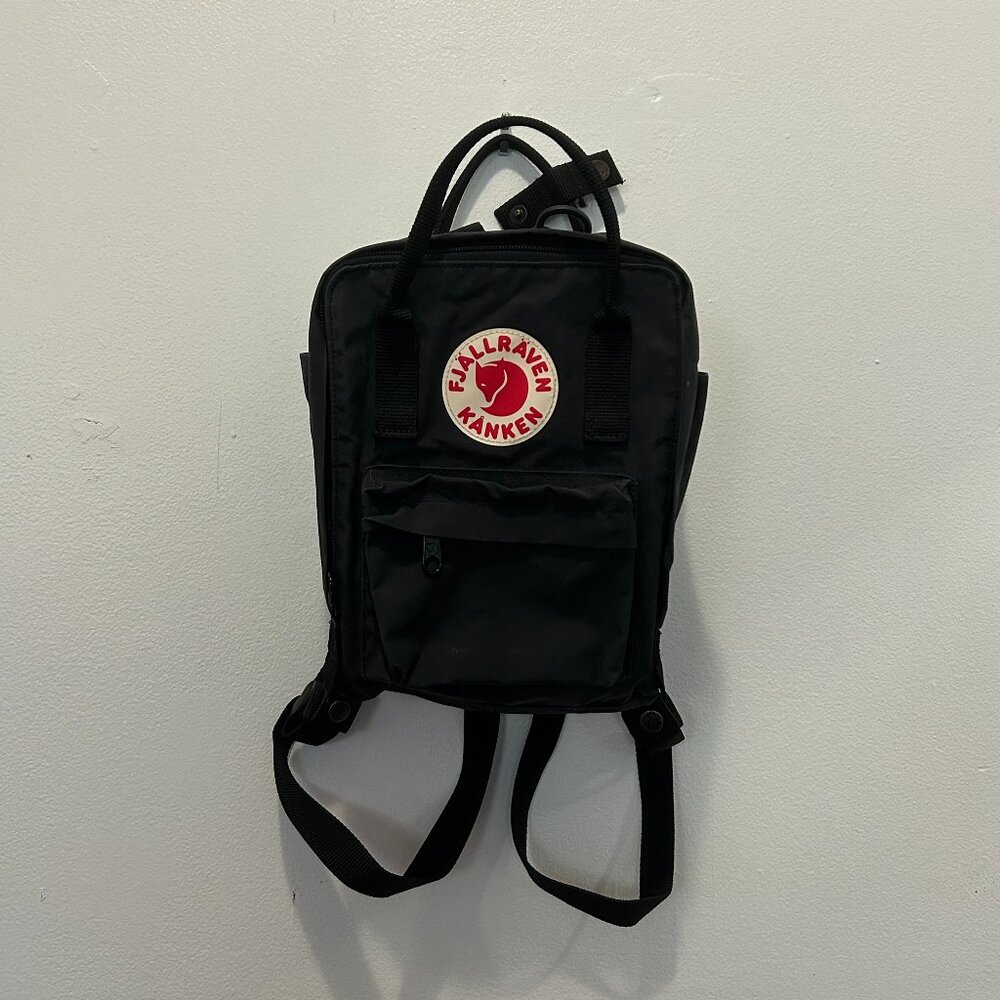 Fjallraven Kanken Mini Backpack - Black with Red Logo